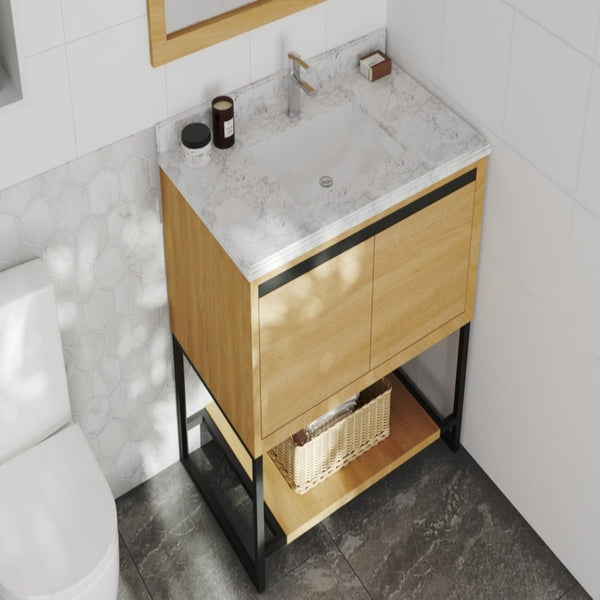 Alto 36 California White Oak Bathroom Vanity with White Carrara Marble Countertop