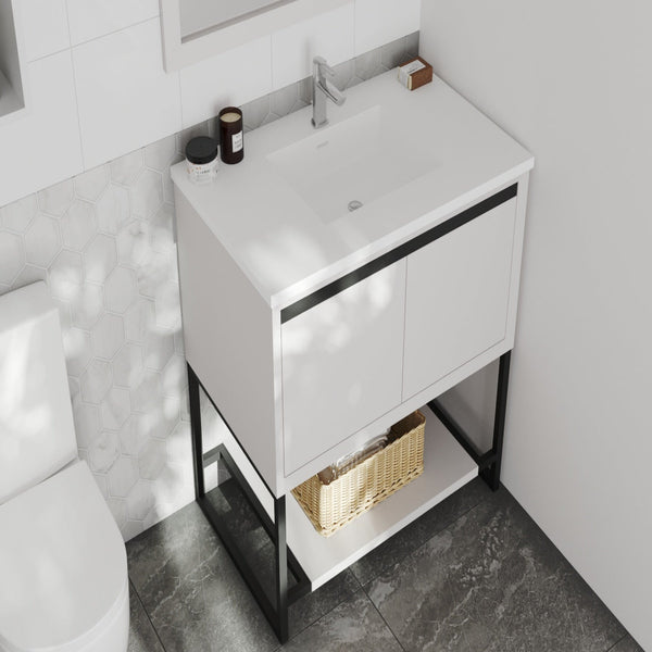 Alto 36 White Bathroom Vanity with Matte White VIVA Stone Solid Surface Countertop