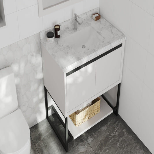 Alto 36" White Bathroom Vanity with White Carrara Marble Countertop