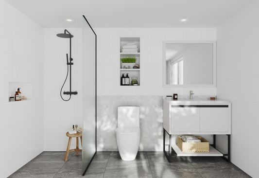 Alto 36" White Bathroom Vanity with White Carrara Marble Countertop
