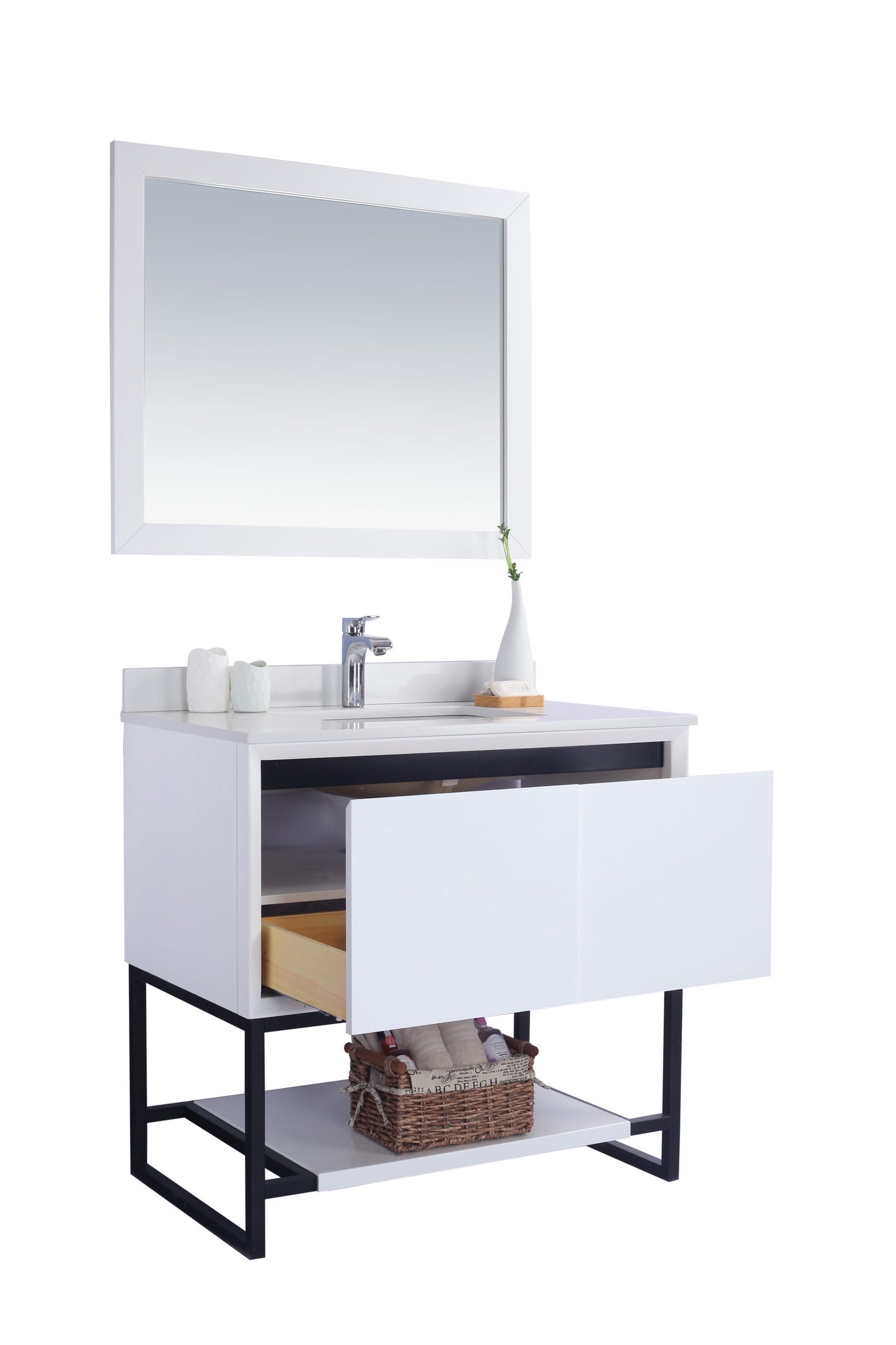 Alto 36" White Bathroom Vanity with White Quartz Countertop