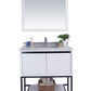 Alto 36" White Bathroom Vanity with White Stripes Marble Countertop