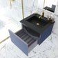 Vitri 24" Nautical Blue Bathroom Vanity with VIVA Stone Matte Black Solid Surface Countertop