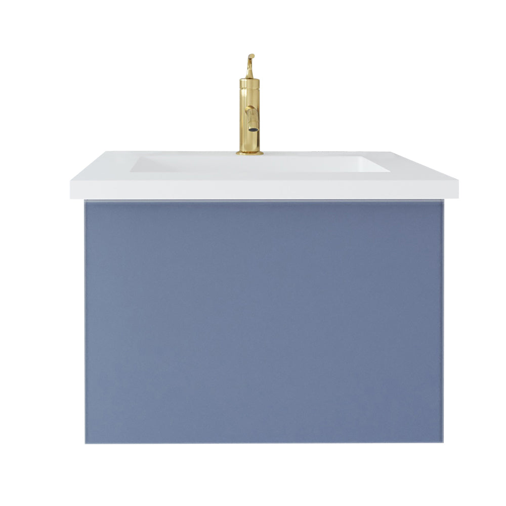 Vitri 24" Nautical Blue Bathroom Vanity with VIVA Stone Matte White Solid Surface Countertop