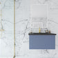 Vitri 30" Nautical Blue Bathroom Vanity with VIVA Stone Matte Black Solid Surface Countertop