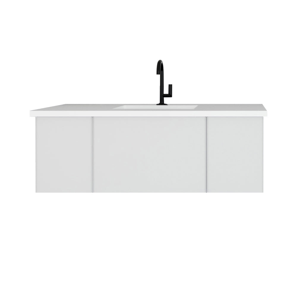Vitri 48" Cloud White Bathroom Vanity with VIVA Stone Matte White Solid Surface Countertop