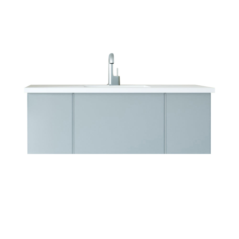 Vitri 48" Fossil Grey Bathroom Vanity with VIVA Stone Matte White Solid Surface Countertop
