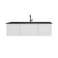 Vitri 60" Cloud White Single Sink Bathroom Vanity with VIVA Stone Matte Black Solid Surface Countertop