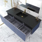 Vitri 60" Nautical Blue Single Sink Bathroom Vanity with VIVA Stone Matte Black Solid Surface Countertop