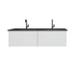 Vitri 60" Cloud White Double Sink Bathroom Vanity with VIVA Stone Matte Black Solid Surface Countertop