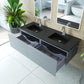 Vitri 60" Fossil Grey Double Sink Bathroom Vanity with VIVA Stone Matte Black Solid Surface Countertop