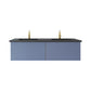 Vitri 60" Nautical Blue Double Sink Bathroom Vanity with VIVA Stone Matte Black Solid Surface Countertop