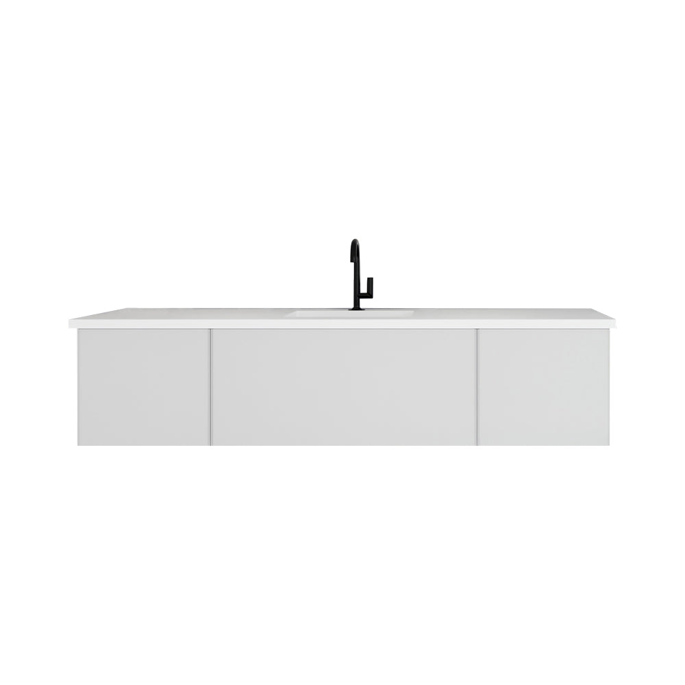 Vitri 72" Cloud White Single Sink Bathroom Vanity with VIVA Stone Matte White Solid Surface Countertop