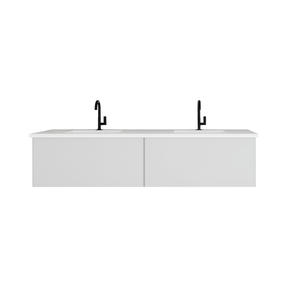 Vitri 72" Cloud White Double Sink Bathroom Vanity with VIVA Stone Matte White Solid Surface Countertop