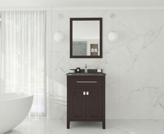 Wimbledon 24" Brown Bathroom Vanity with Black Wood Marble Countertop