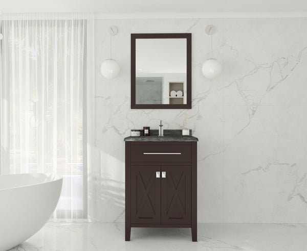 Wimbledon 24 Brown Bathroom Vanity with Black Wood Marble Countertop
