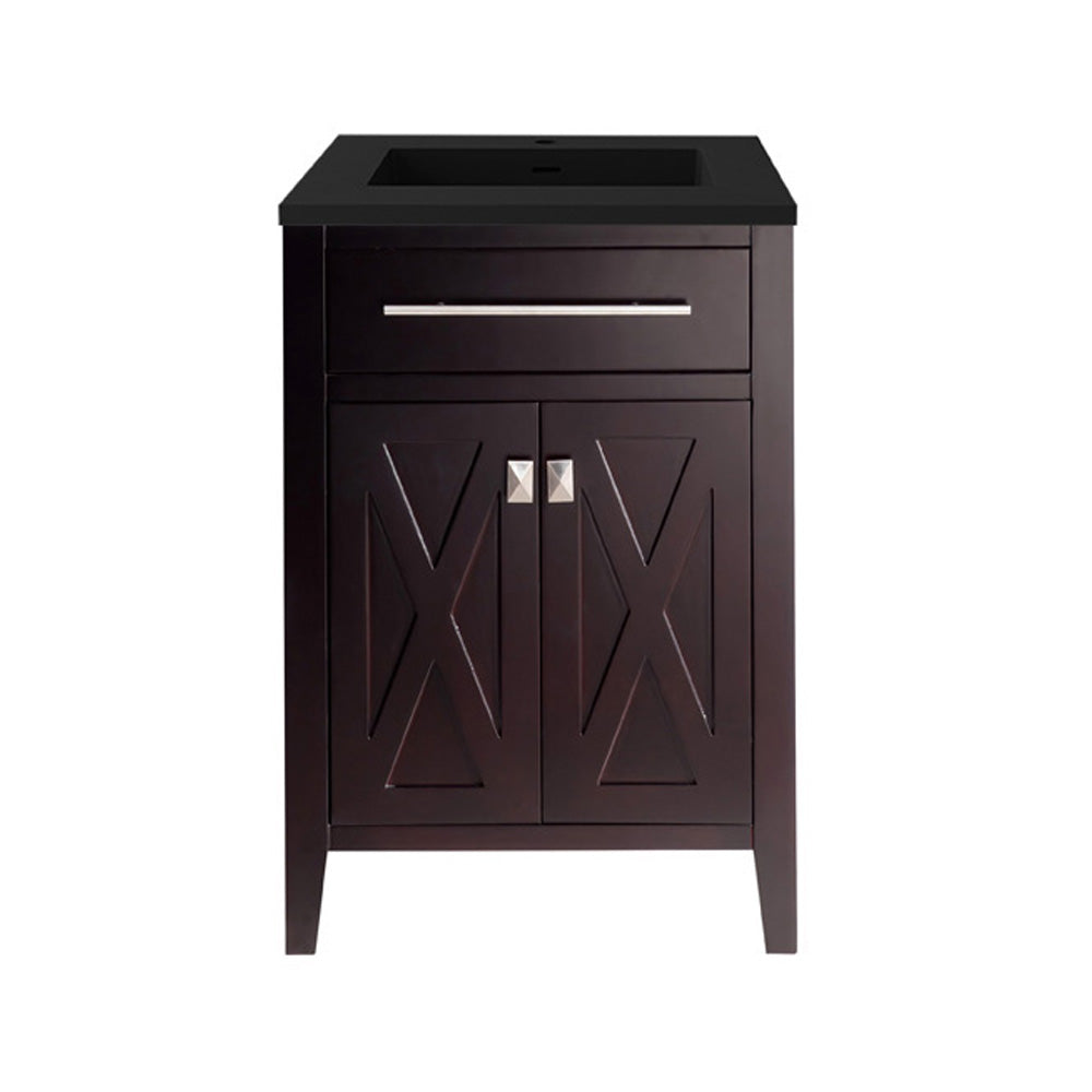 Wimbledon 24" Brown Bathroom Vanity with Matte Black VIVA Stone Solid Surface Countertop