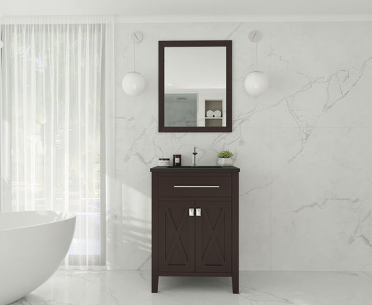 Wimbledon 24" Brown Bathroom Vanity with Matte Black VIVA Stone Solid Surface Countertop