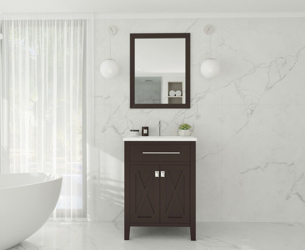 Wimbledon 24 Brown Bathroom Vanity with Matte White VIVA Stone Solid Surface Countertop