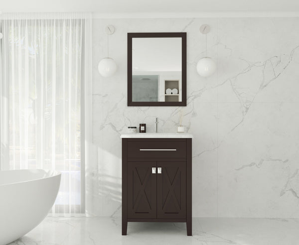 Wimbledon 24 Brown Bathroom Vanity with White Carrara Marble Countertop