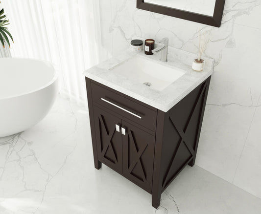 Wimbledon 24" Brown Bathroom Vanity with White Carrara Marble Countertop