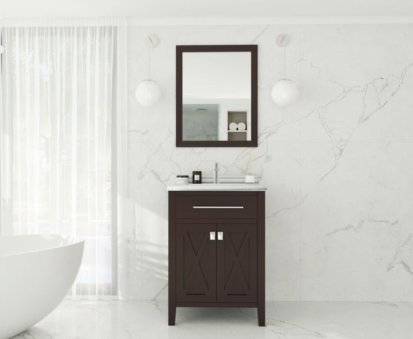Wimbledon 24 Brown Bathroom Vanity with White Stripes Marble Countertop