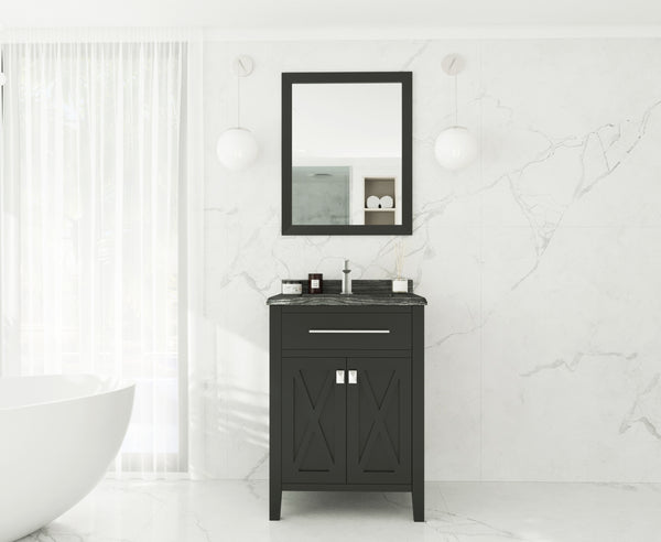 Wimbledon 24 Espresso Bathroom Vanity with Black Wood Marble Countertop