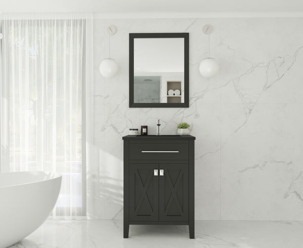 Wimbledon 24 Espresso Bathroom Vanity with Matte Black VIVA Stone Solid Surface Countertop
