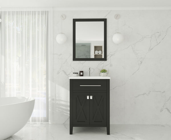 Wimbledon 24 Espresso Bathroom Vanity with Matte White VIVA Stone Solid Surface Countertop