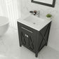 Wimbledon 24" Espresso Bathroom Vanity with Matte White VIVA Stone Solid Surface Countertop