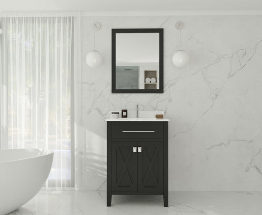 Wimbledon 24" Espresso Bathroom Vanity with White Quartz Countertop