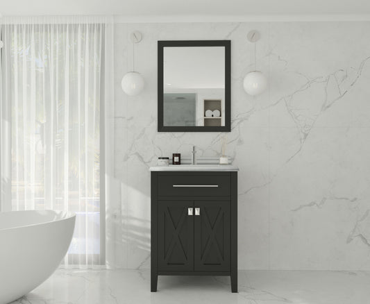 Wimbledon 24" Espresso Bathroom Vanity with White Stripes Marble Countertop