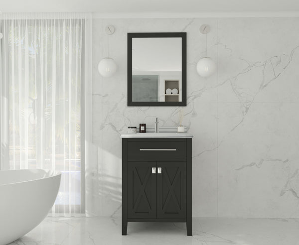 Wimbledon 24 Espresso Bathroom Vanity with White Stripes Marble Countertop