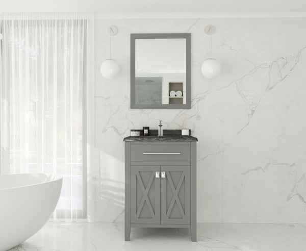 Wimbledon 24 Grey Bathroom Vanity with Black Wood Marble Countertop