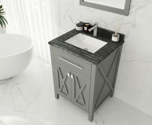 Wimbledon 24" Grey Bathroom Vanity with Black Wood Marble Countertop