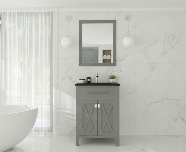 Wimbledon 24 Grey Bathroom Vanity with Matte Black VIVA Stone Solid Surface Countertop