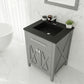 Wimbledon 24" Grey Bathroom Vanity with Matte Black VIVA Stone Solid Surface Countertop
