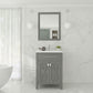 Wimbledon 24" Grey Bathroom Vanity with Matte White VIVA Stone Solid Surface Countertop