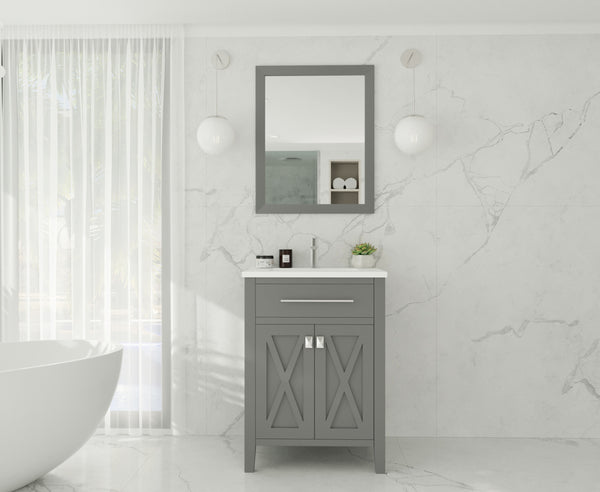 Wimbledon 24 Grey Bathroom Vanity with Matte White VIVA Stone Solid Surface Countertop