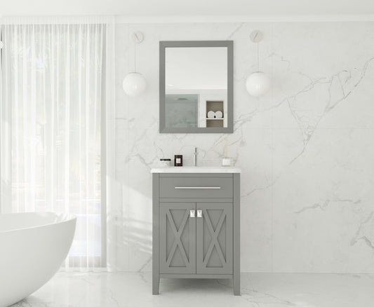 Wimbledon 24" Grey Bathroom Vanity with White Carrara Marble Countertop