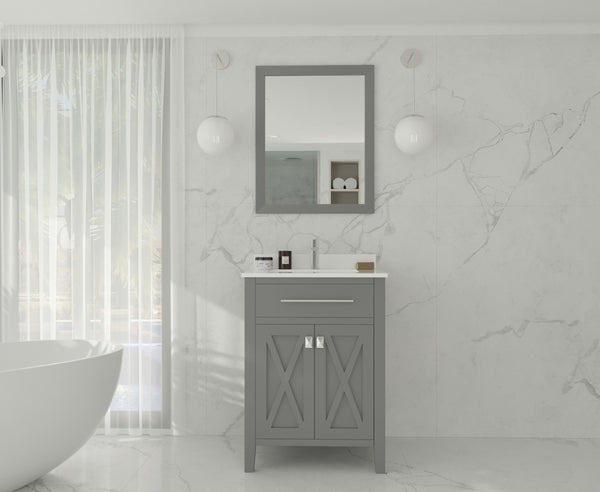 Wimbledon 24 Grey Bathroom Vanity with White Quartz Countertop
