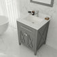 Wimbledon 24" Grey Bathroom Vanity with White Quartz Countertop