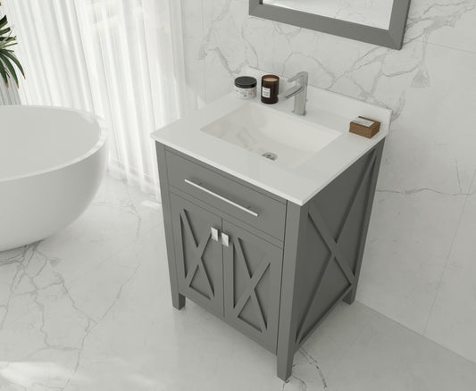 Wimbledon 24" Grey Bathroom Vanity with White Quartz Countertop