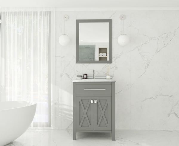 Wimbledon 24 Grey Bathroom Vanity with White Stripes Marble Countertop