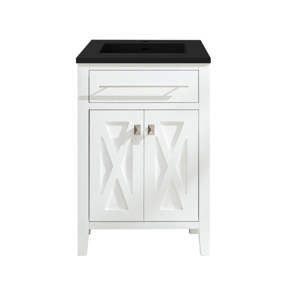 Wimbledon 24" White Bathroom Vanity with Matte Black VIVA Stone Solid Surface Countertop