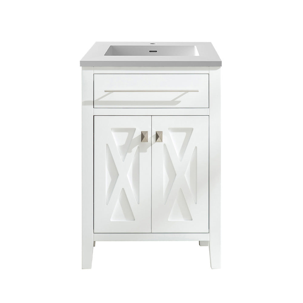 Wimbledon 24" White Bathroom Vanity with Matte White VIVA Stone Solid Surface Countertop