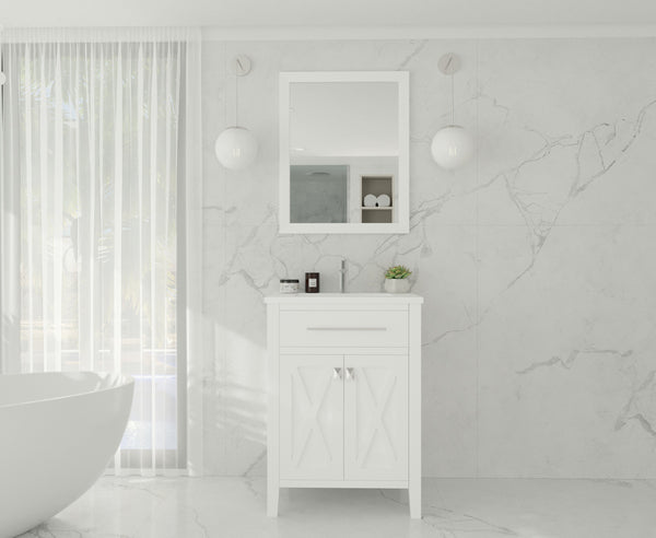 Wimbledon 24 White Bathroom Vanity with Matte White VIVA Stone Solid Surface Countertop