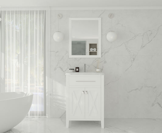 Wimbledon 24" White Bathroom Vanity with White Carrara Marble Countertop