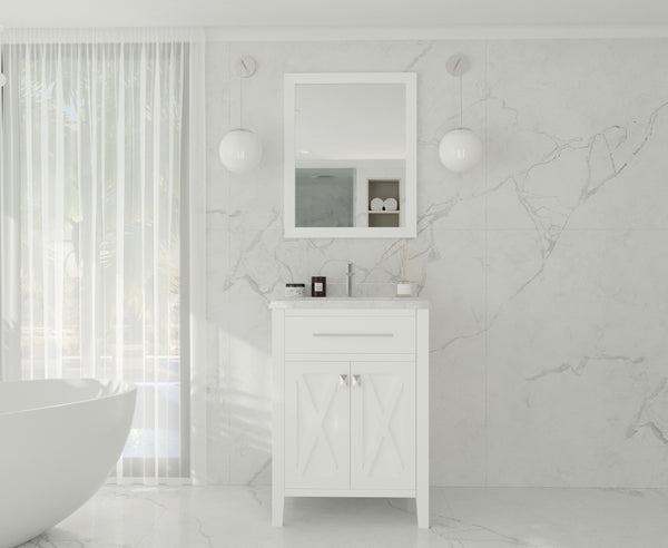 Wimbledon 24 White Bathroom Vanity with White Carrara Marble Countertop