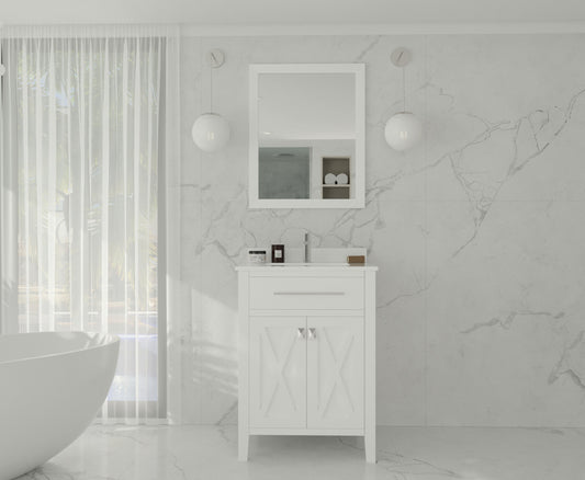 Wimbledon 24" White Bathroom Vanity with White Quartz Countertop